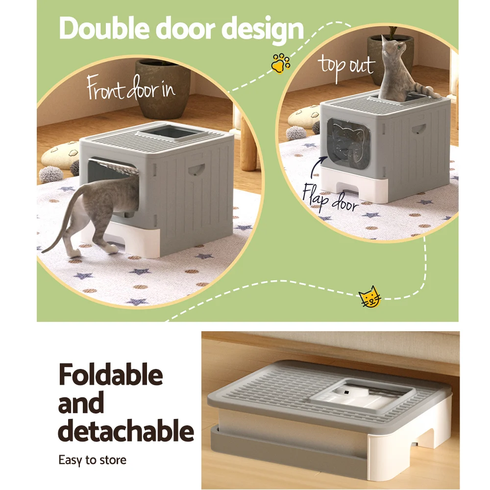 i.Pet Cat Litter Box Large Tray Kitty Toilet Enclosed Hooded Foldable Cat Litter
