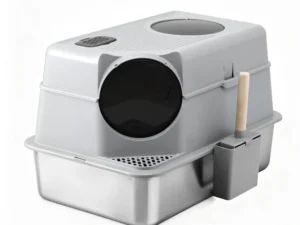 i.Pet Cat Litter Box Large Stainless Steel High Sided Pet Toilet Odour Control