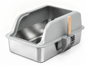 i.Pet Cat Litter Box Stainless Steel Large Semi-Enclosed Pet Kitty Toilet Grey