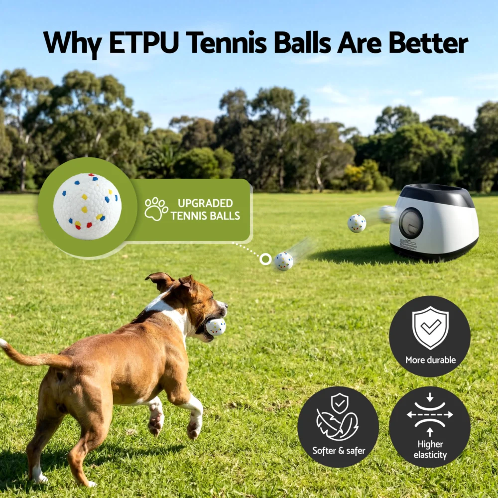 i.Pet Dog Ball Launcher Thrower w/ 6 ETPU Balls & 14/18/22m Launch Distance