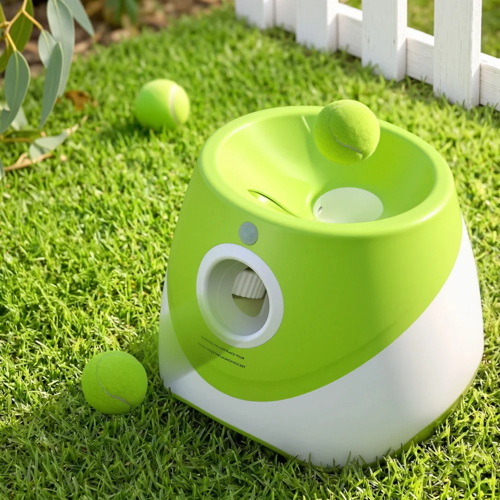 i.Pet Dog Ball Launcher Thrower with 6 Balls & 3/6/9m Launch Distances Green