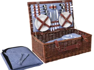 Alfresco 4 Person Picnic Basket Set Insulated Blanket Storage Bag