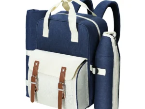 Alfresco 4 Person Picnic Basket Set Backpack Bag Insulated Blue