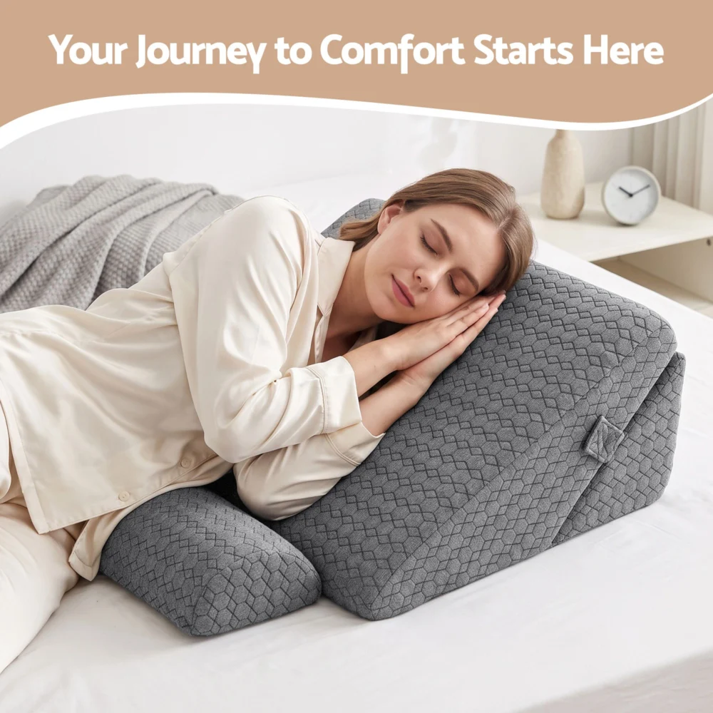 Giselle Bed Wedge Pillow for Headboard, Egg Gel Solves Night Sweats, Triangle