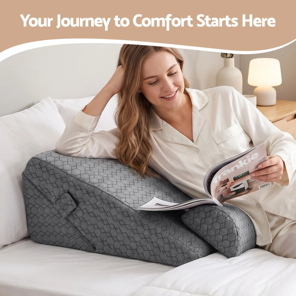 Giselle Bed Wedge Pillow for Headboard, Egg Gel Solves Night Sweats, Triangle