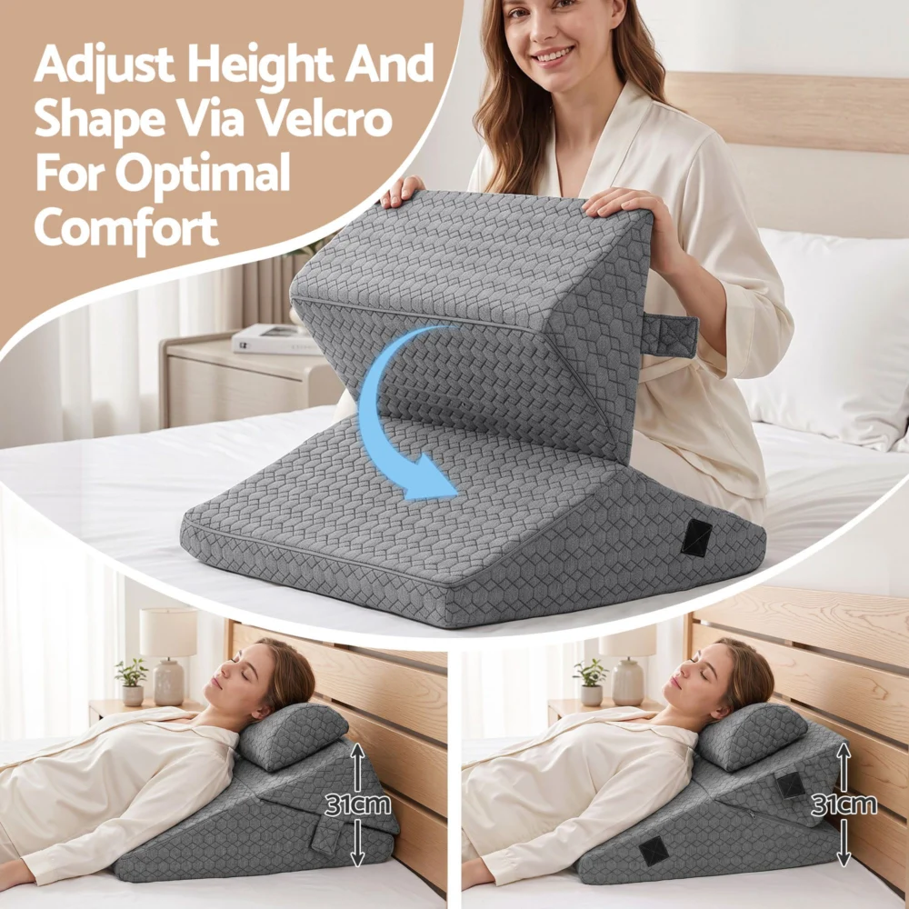 Giselle Bed Wedge Pillow for Headboard, Egg Gel Solves Night Sweats, Triangle