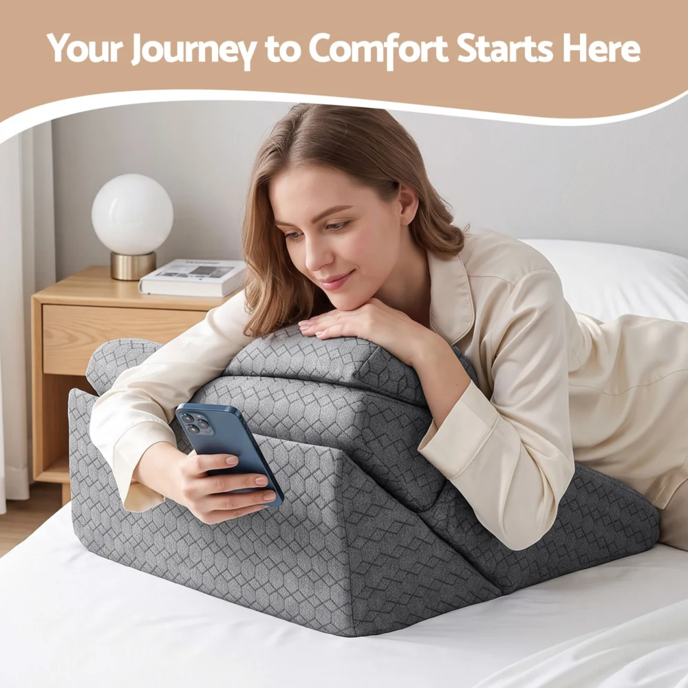 Giselle Bed Wedge Pillow for Headboard, Egg Gel Solves Night Sweats, Triangle