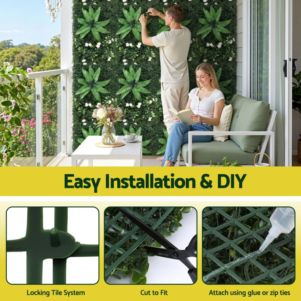 Gardeon 4PCS Artificial Plant Wall Panels 40X60CM Boxwood Panel Leaf Backdrop