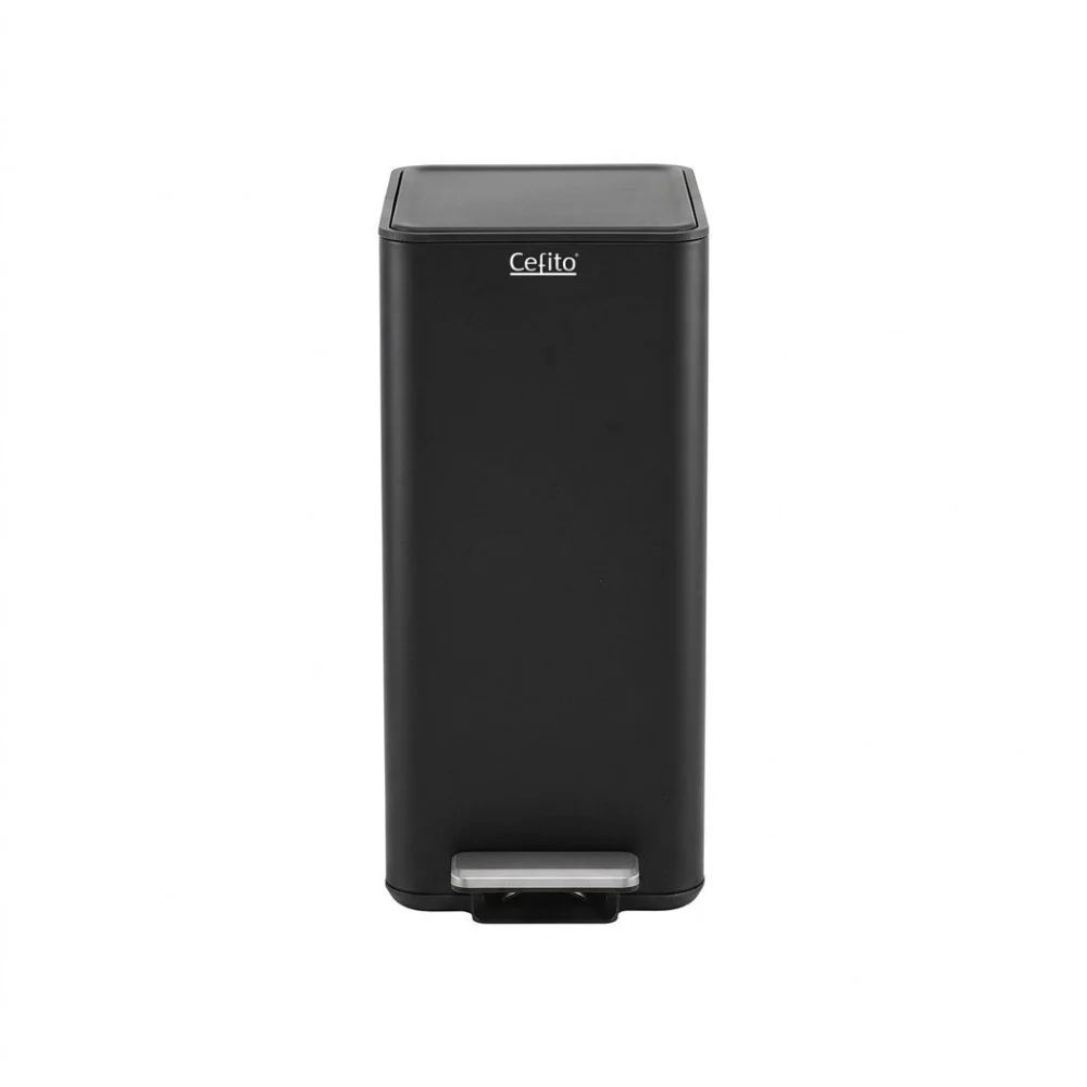 Cefito 15L Pedal Rubbish Bin Slim Carbon Steel Garbage Bin for Home Black