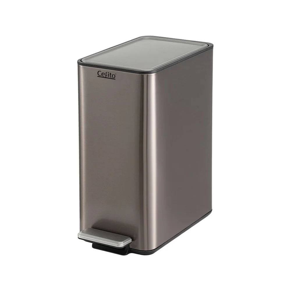 Cefito 15L Pedal Rubbish Bin Slim Carbon Steel Garbage Bin for Home Grey