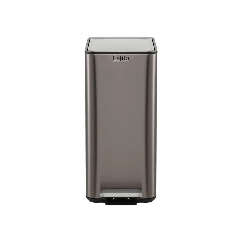 Cefito 15L Pedal Rubbish Bin Slim Carbon Steel Garbage Bin for Home Grey