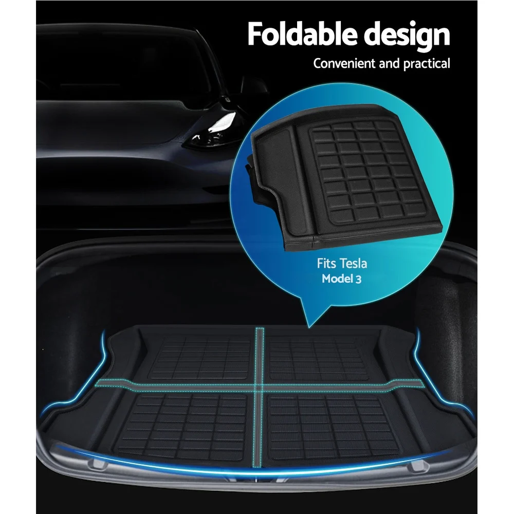 3PCS Car Rear Front Cargo Trunk Toolbox Luggage Rubber Mats for Tesla Model 3