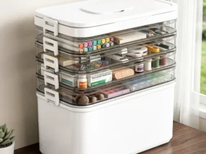 Artiss 5 Tier Portable Storage Box Detachable with Handles Plastic Clear