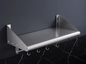 Cefito 610mm 430 Stainless Steel Wall Shelf with Hooks and Side Guards