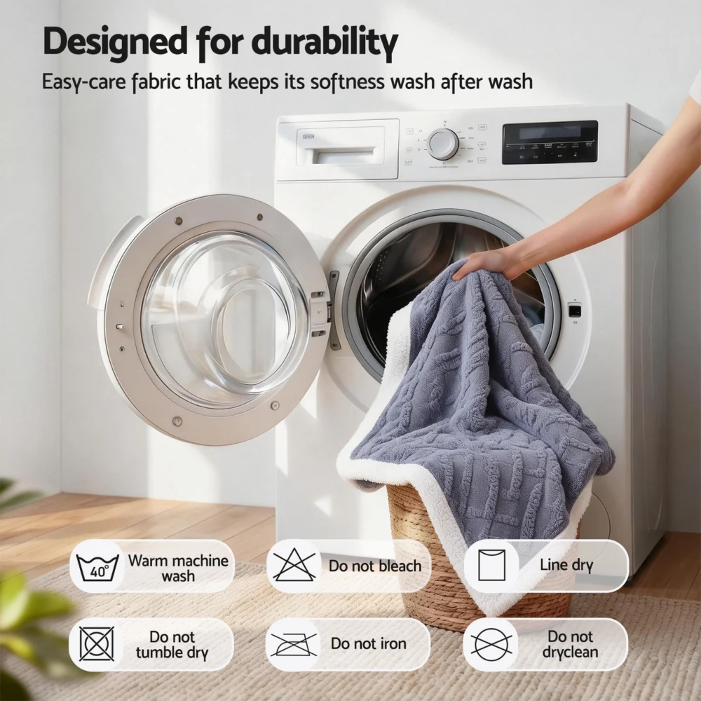 Giselle 203x230cm Throw Blanket Double-Sided Fleece Lightweight For Sofa Couch