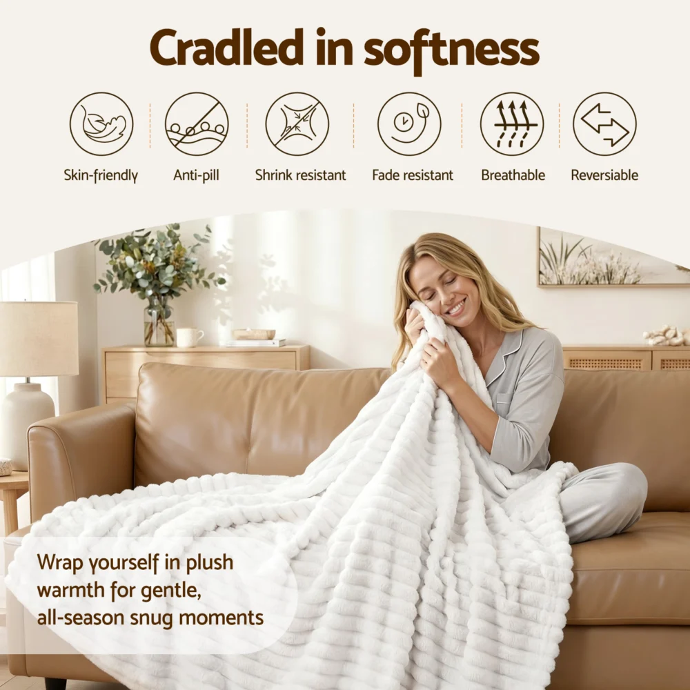 Giselle 152x203cm Throw Blanket Queen Fleece Lightweight Cozy Sofa Couch Bed