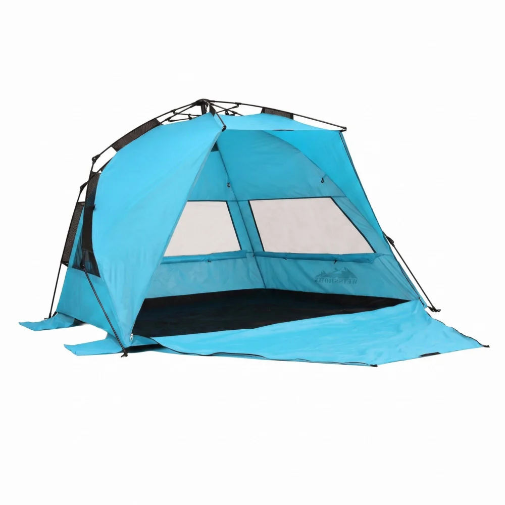 Weisshorn Beach Tent 3-4 Person Pop Up Sun Shade UPF 50 Automatic Outdoor Blue