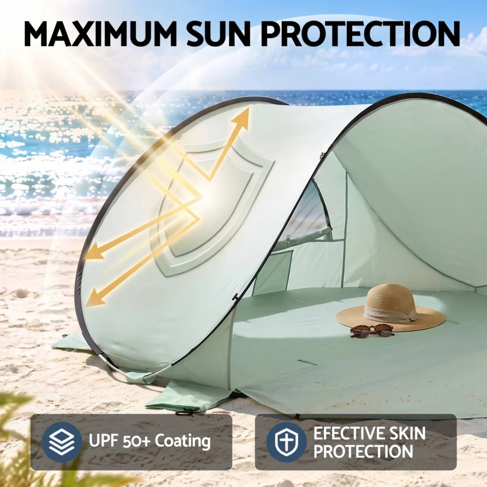 Weisshorn Pop Up Beach Tent UPF 50+ Sun Shade Shelter 2-3 Person Camping