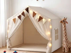 Keezi Kids Play Tent with Star Lights Windows Flag 144cmx95cm Playhouse