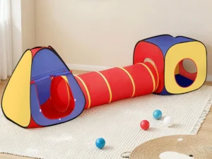 Keezi Kids Playhouse Play Tent Pop Up Teepee Castle Crawl Tunnel Outdoor Indoor