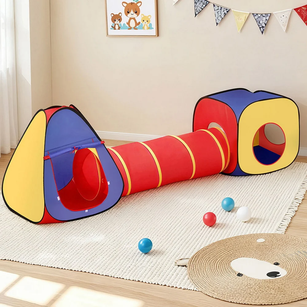 Keezi Kids Playhouse Play Tent Pop Up Teepee Castle Crawl Tunnel Outdoor Indoor