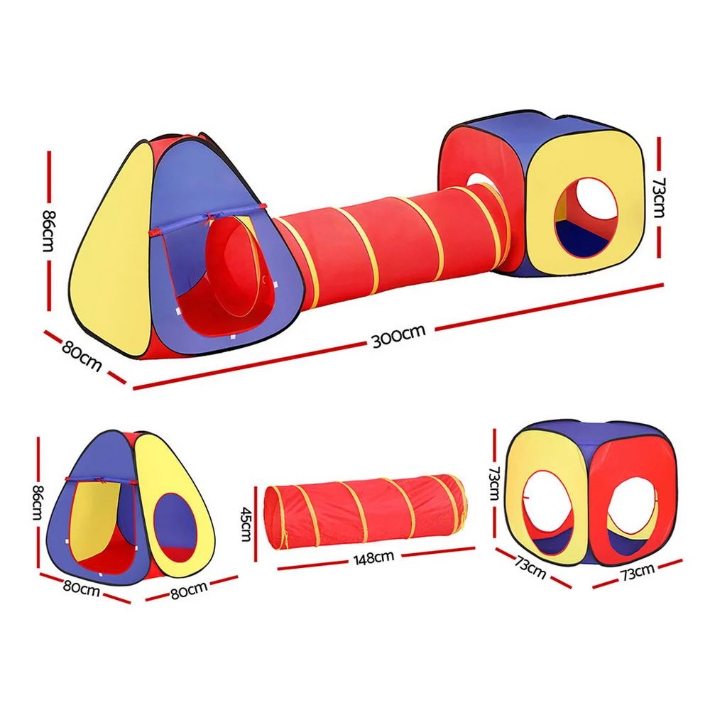 Keezi Kids Playhouse Play Tent Pop Up Teepee Castle Crawl Tunnel Outdoor Indoor