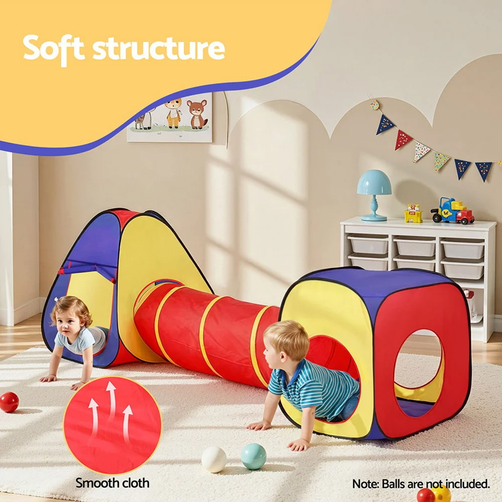 Keezi Kids Playhouse Play Tent Pop Up Teepee Castle Crawl Tunnel Outdoor Indoor