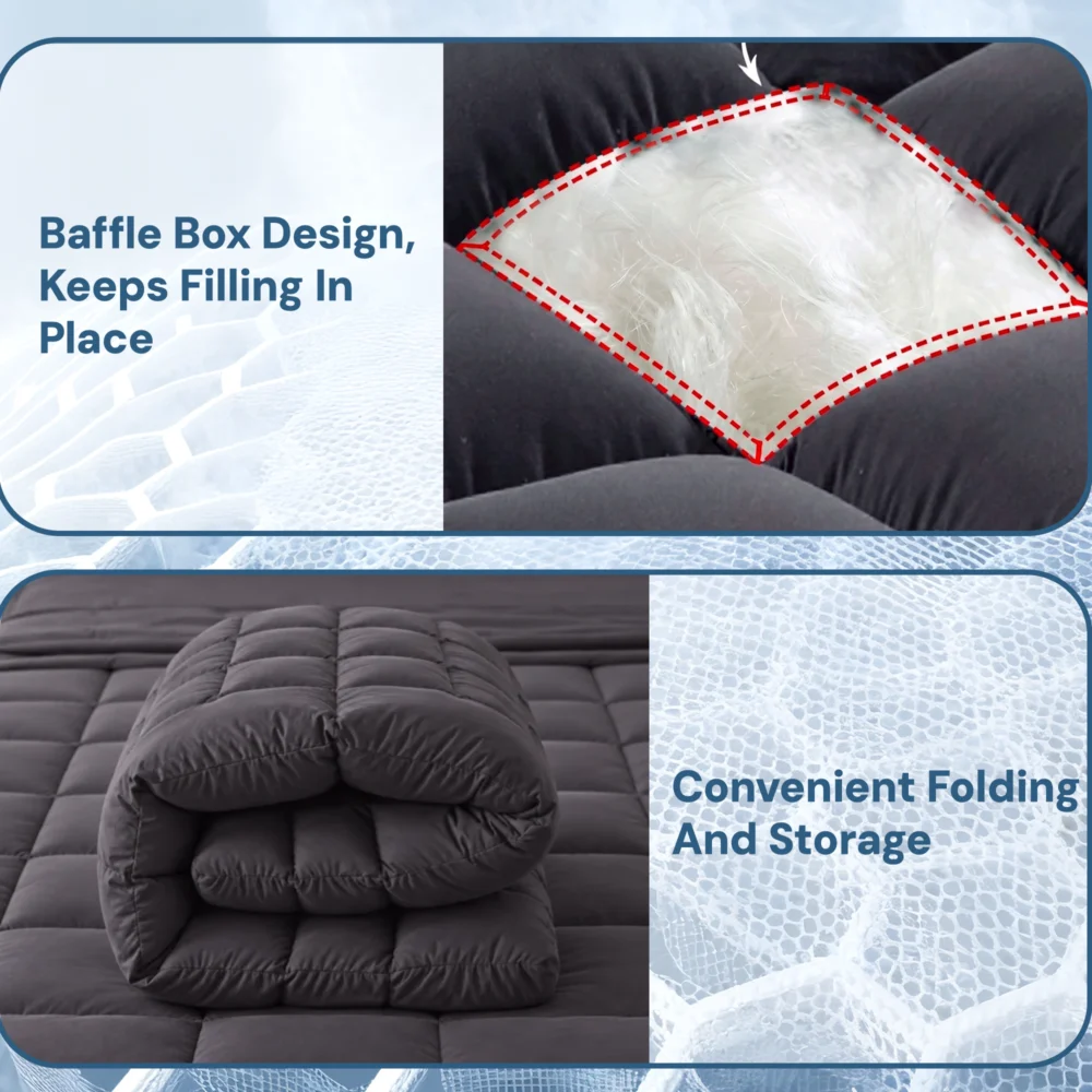 Giselle Bedding Bamboo Charcoal Filling Pillowtop Topper 1000GSM 5cm Thick