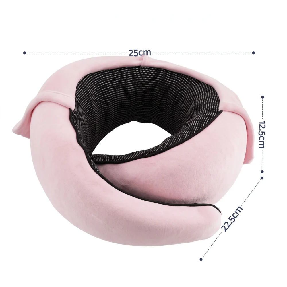 Wanderlite Hooded Travel Neck Pillow for Airplane Memory Foam w/ Eye Mask