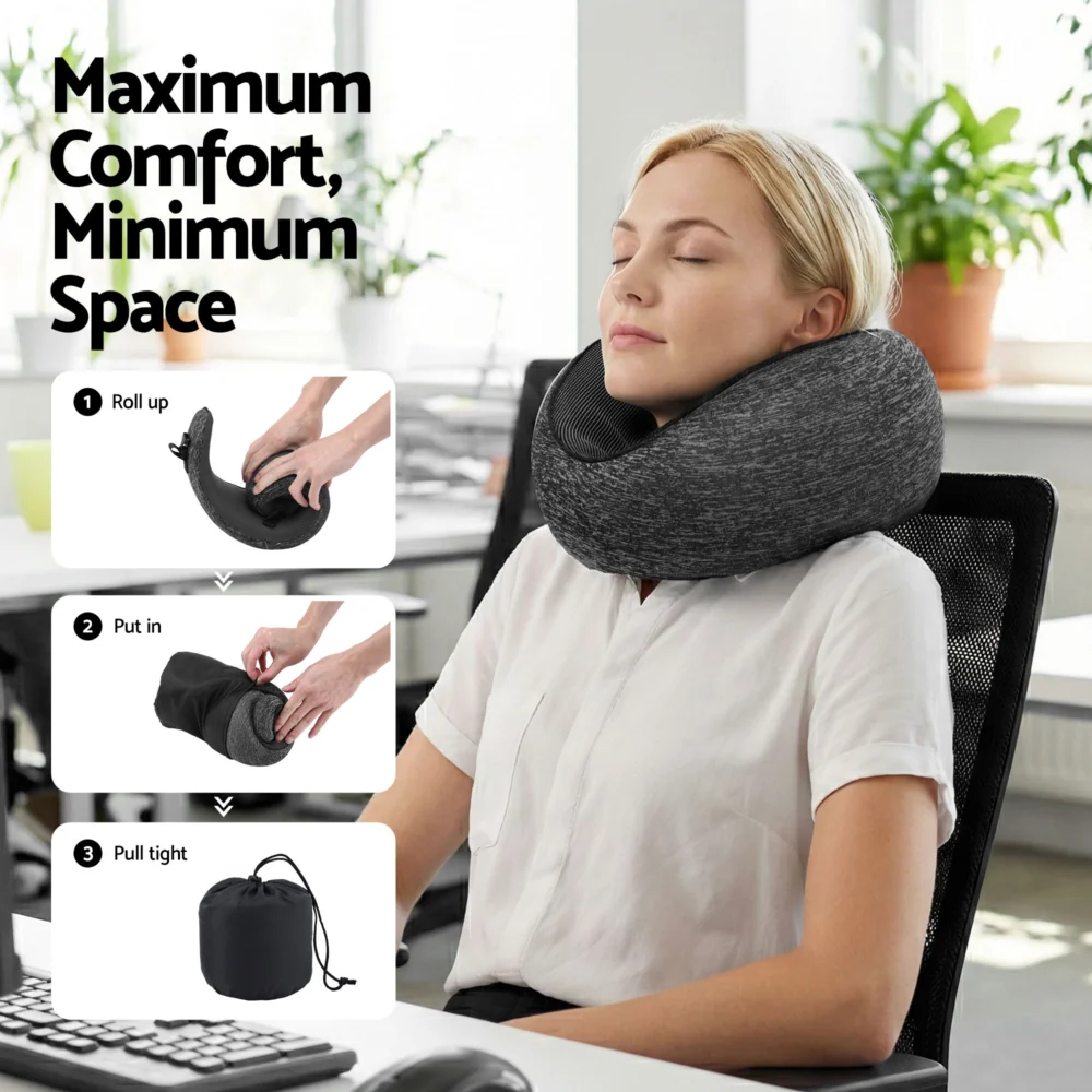 Wanderlite Travel Pillows for Airplanes Ergonomic Memory Foam Neck Pillow