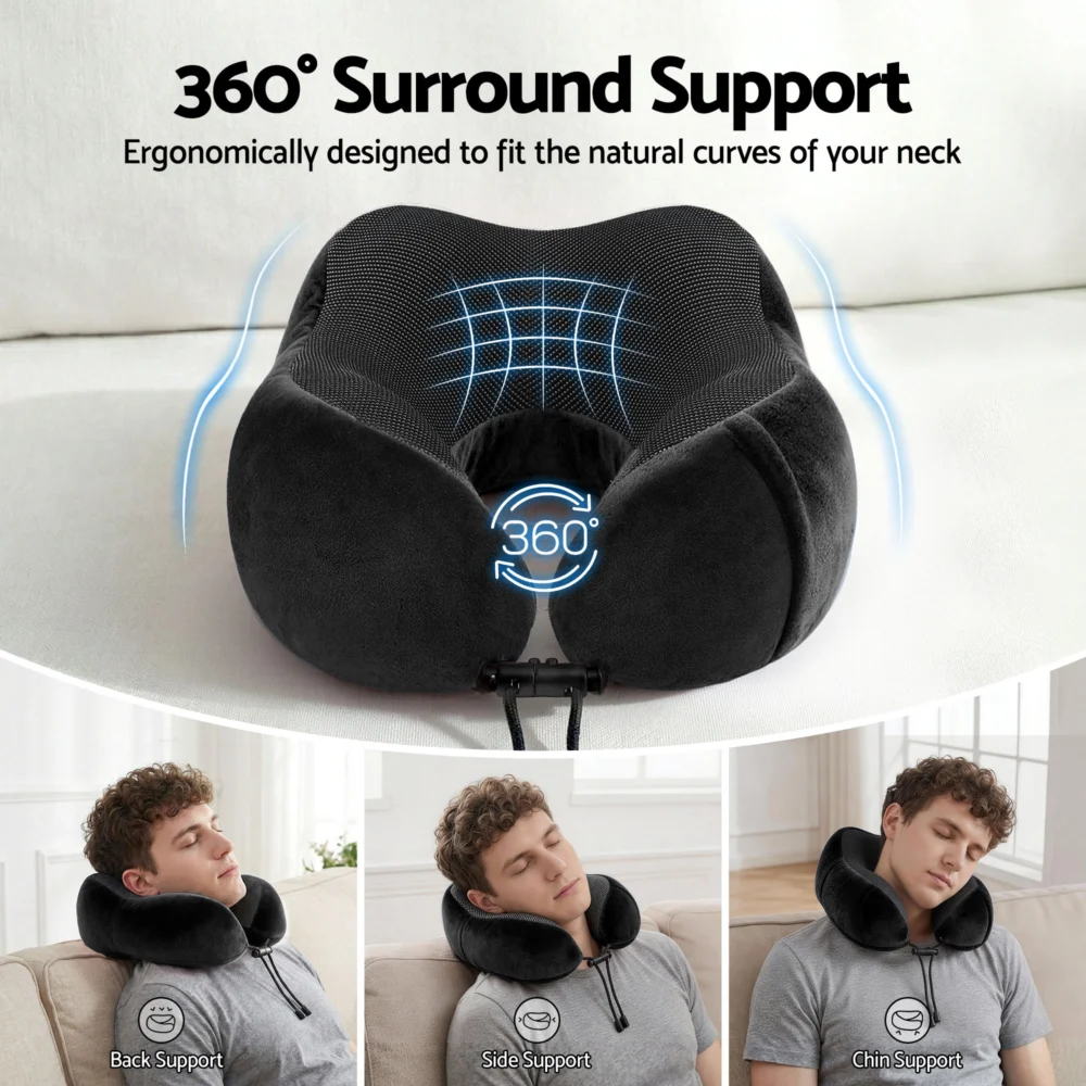 Wanderlite Travel Pillow for Airplanes Memory Foam Neck Pillows for Traveling