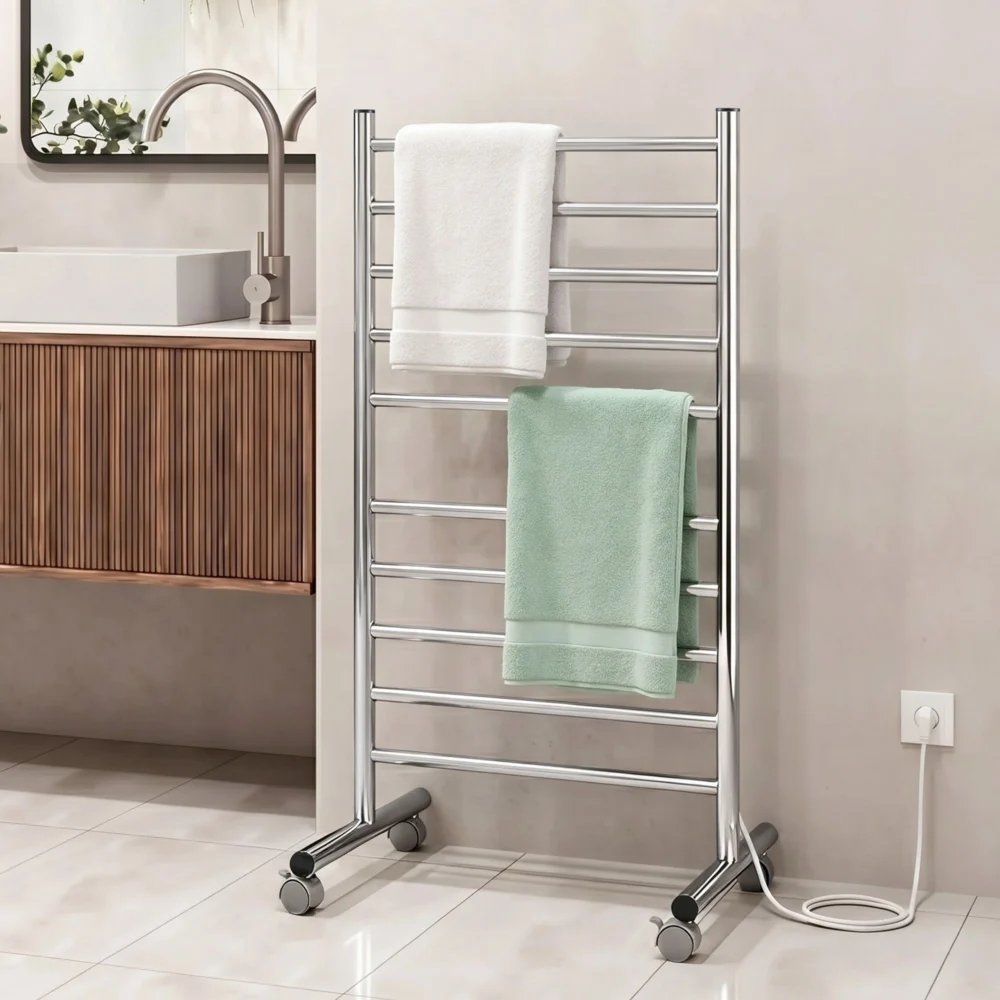 Devanti 10-Bar Freestanding Heated Towel Rail 3-5 Mins Fast Heating Electric