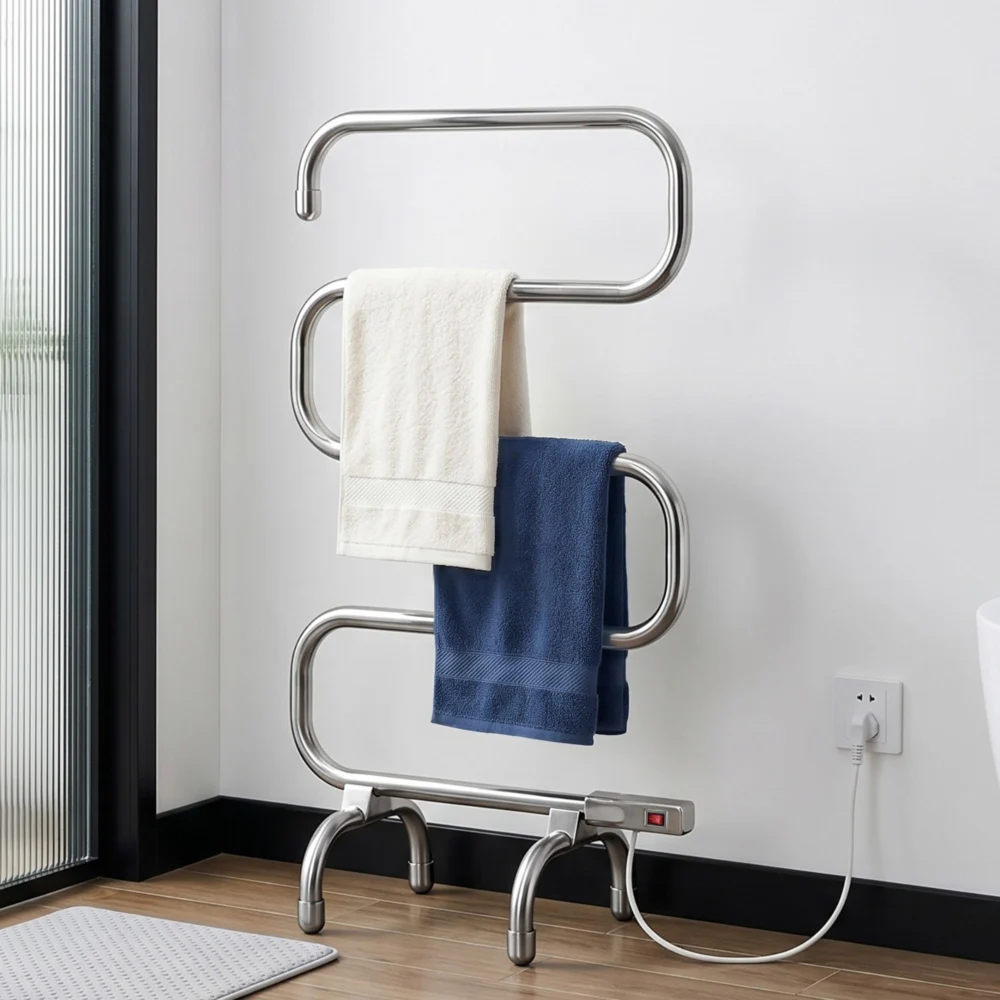 Devanti Electric Heated Towel Rail Rack 5 Bars Freestanding Clothes Dry Warmer