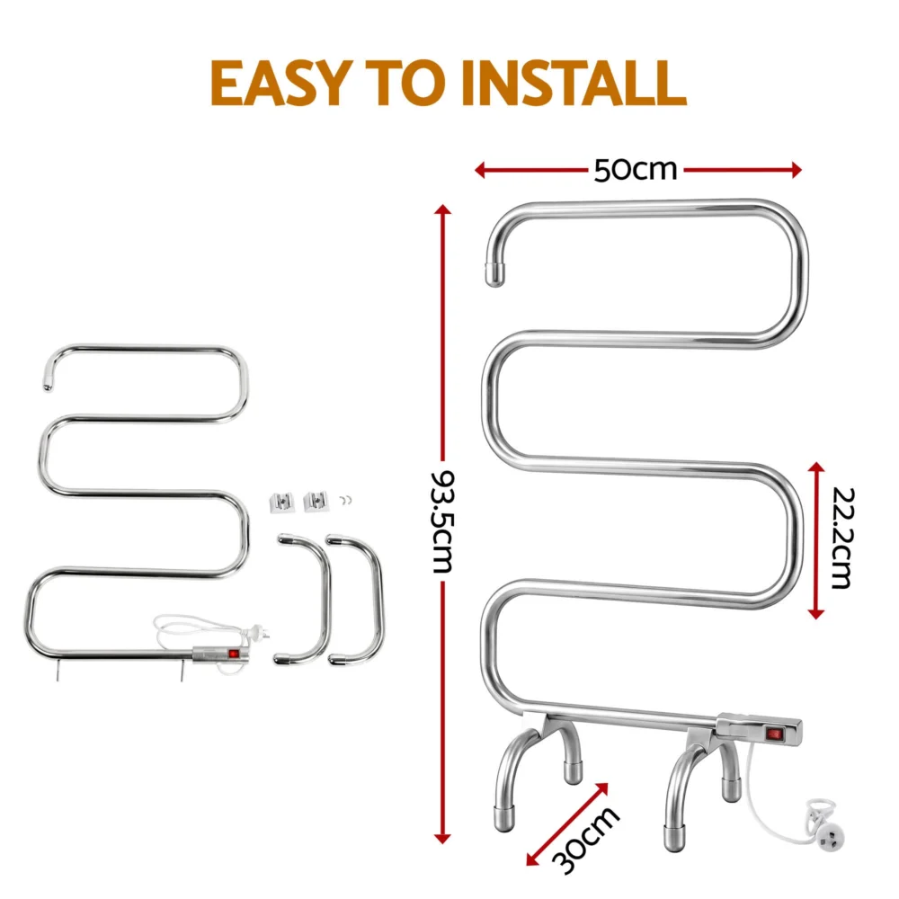 Devanti Electric Heated Towel Rail Rack 5 Bars Freestanding Clothes Dry Warmer
