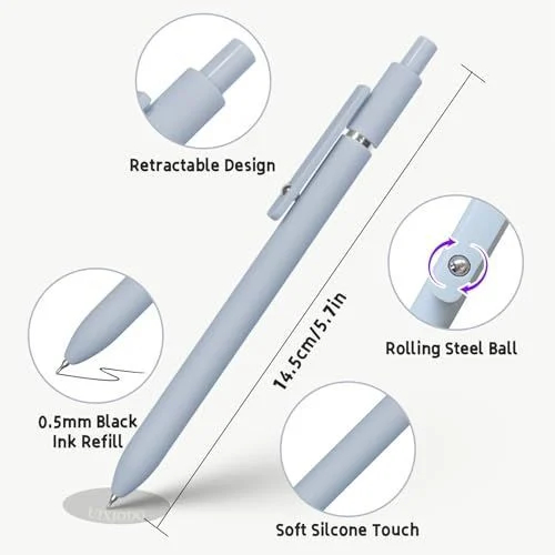 Gel Pens, 5 Pcs 0.5mm Black Ink Pens Fine Point Smooth Writing Pens, High-End