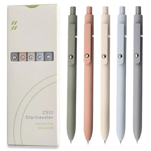 Gel Pens, 5 Pcs 0.5mm Black Ink Pens Fine Point Smooth Writing Pens, High-End