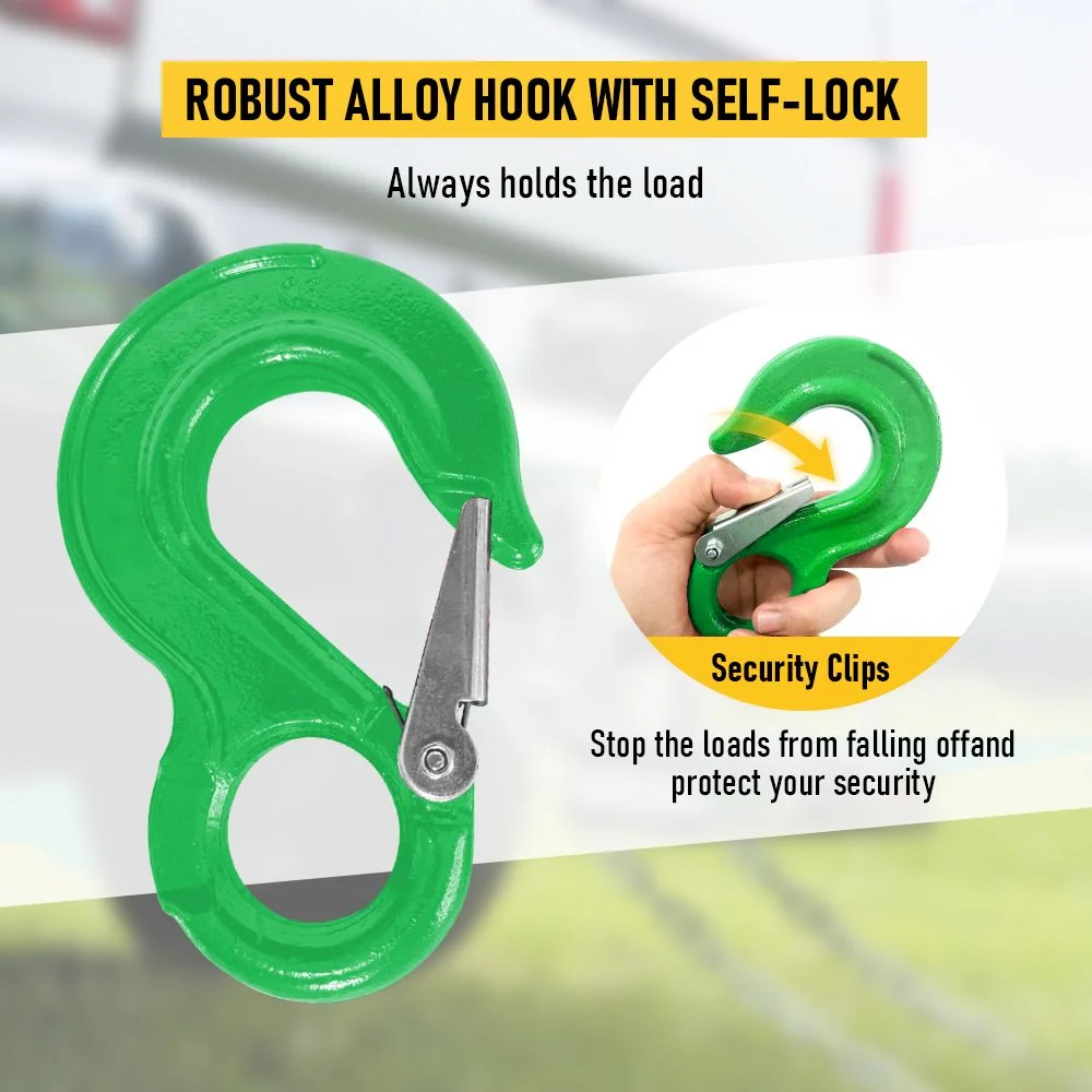 2SETS 2T Sling Hook w/ Hammerlock Heavy Duty Safety Latch Swivel Winch Hook For
