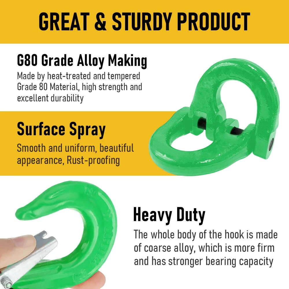 2SETS 2T Sling Hook w/ Hammerlock Heavy Duty Safety Latch Swivel Winch Hook For