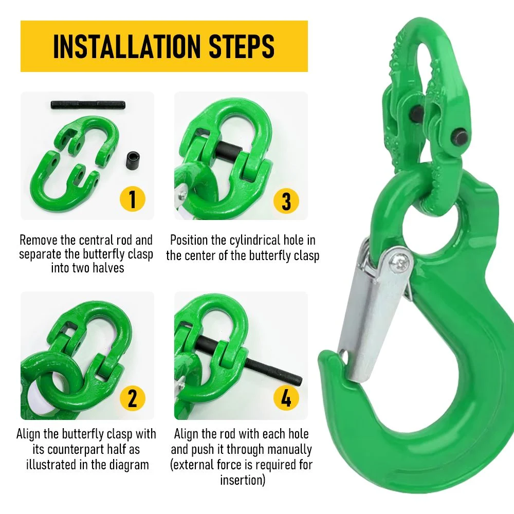 2SETS 2T Sling Hook w/ Hammerlock Heavy Duty Safety Latch Swivel Winch Hook For