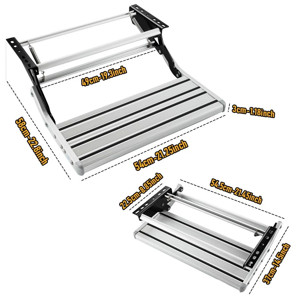 Heavy Duty Pull-Out Caravan Step – Folding Aluminium RV Entry Step, Non-Slip
