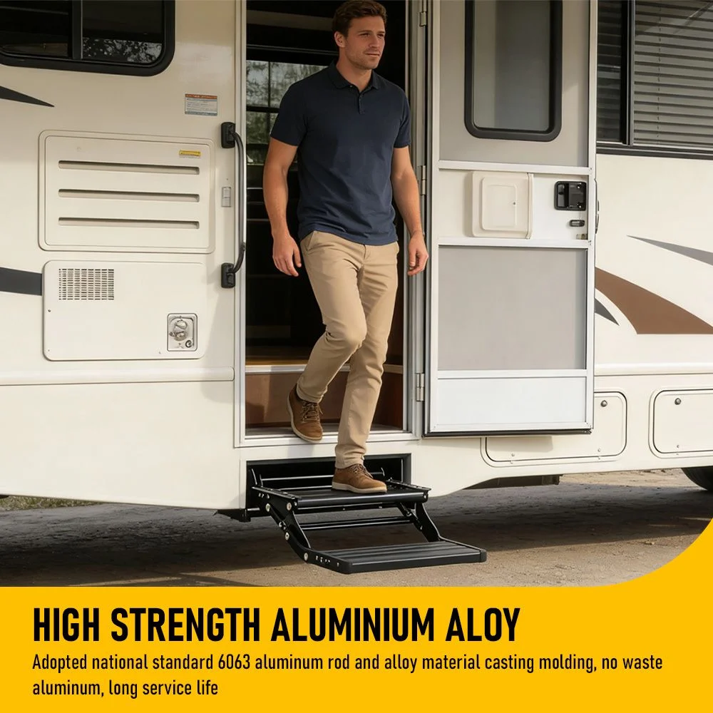 Heavy Duty Double Aluminium Caravan Step – Anti-Slip RV Entry Step, Stable