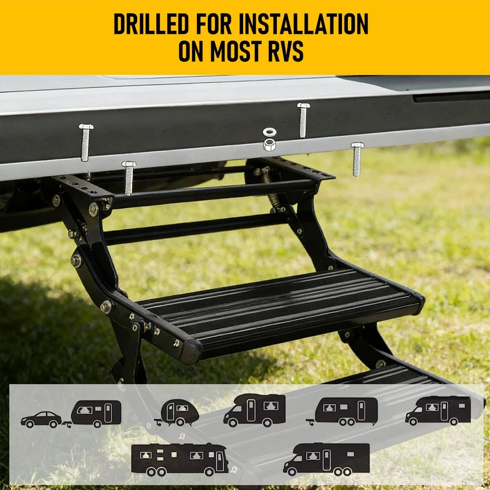 Heavy Duty Double Aluminium Caravan Step – Anti-Slip RV Entry Step, Stable