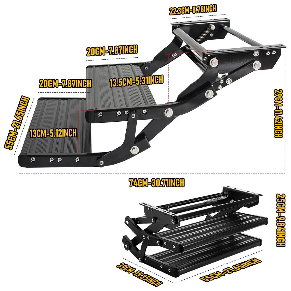 Heavy Duty Double Aluminium Caravan Step – Anti-Slip RV Entry Step, Stable