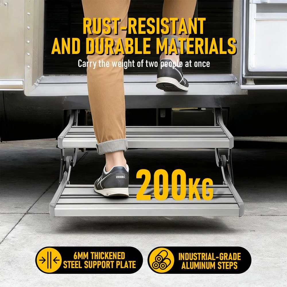 Heavy Duty Double Aluminium Caravan Step – Anti-Slip RV Entry Step, Stable