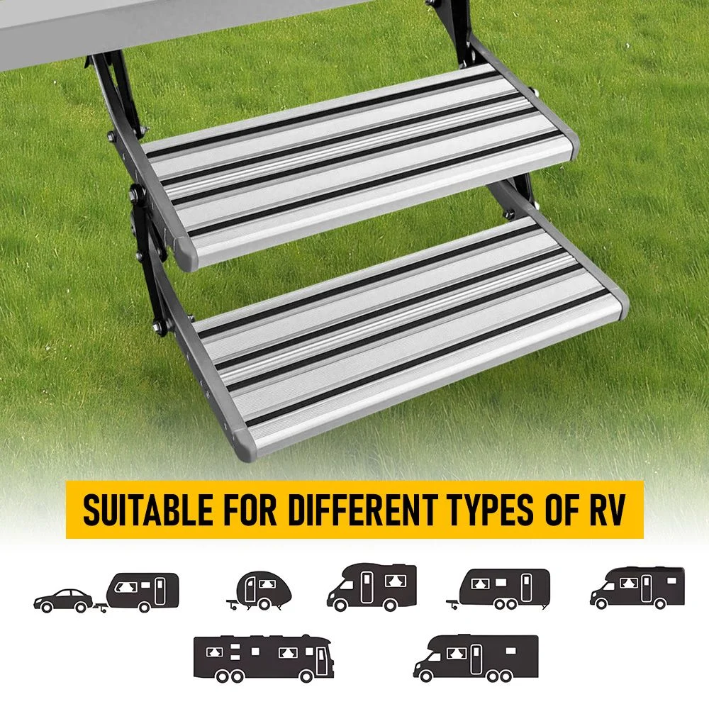 Heavy Duty Double Aluminium Caravan Step – Anti-Slip RV Entry Step, Stable