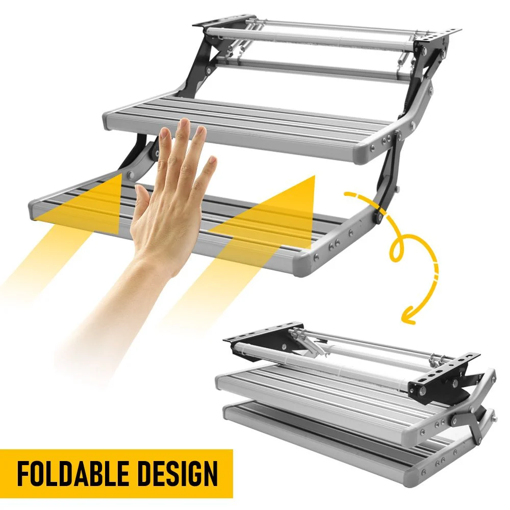Heavy Duty Double Aluminium Caravan Step – Anti-Slip RV Entry Step, Stable