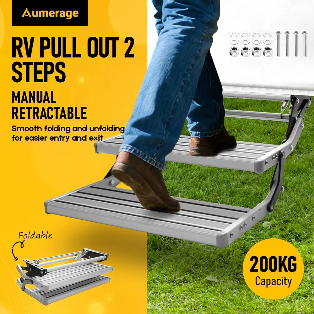 Heavy Duty Double Aluminium Caravan Step – Anti-Slip RV Entry Step, Stable