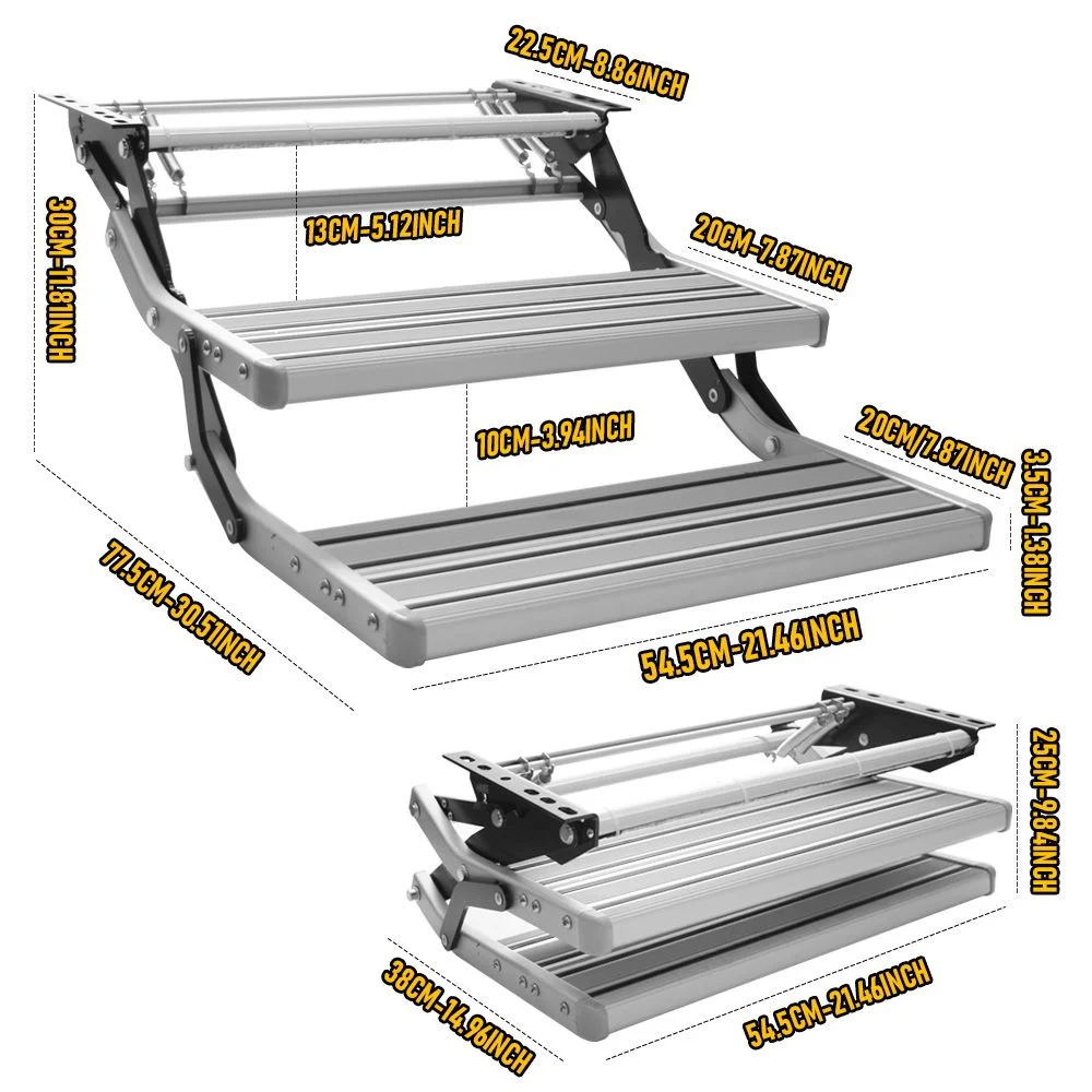 Heavy Duty Double Aluminium Caravan Step – Anti-Slip RV Entry Step, Stable