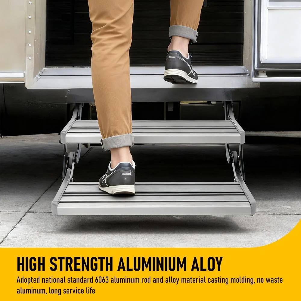 Heavy Duty Double Aluminium Caravan Step – Anti-Slip RV Entry Step, Stable