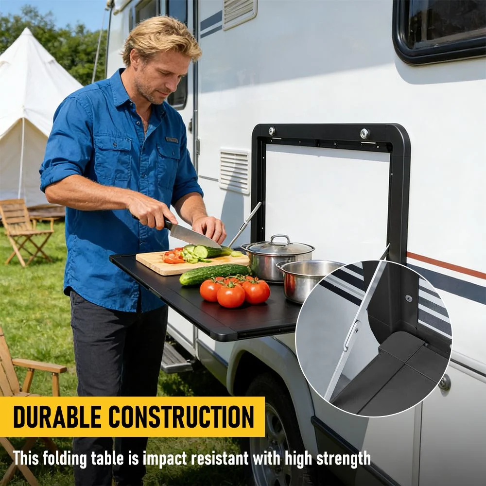 Aumerage Aluminium Folding Caravan Table – Lockable, Space-Saving Portable Table